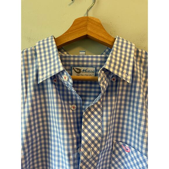 Men's MOJO Blue and White Button Down - Picture 2 of 4